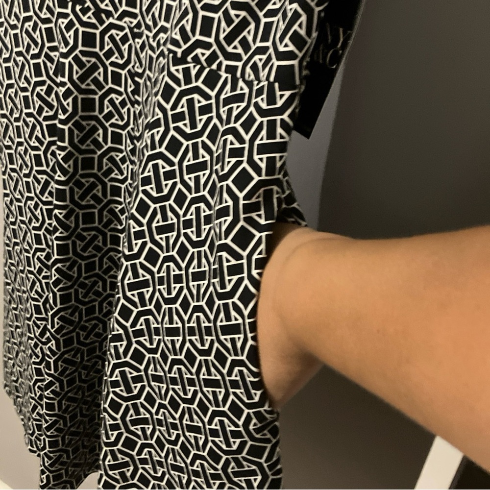 New York & Company Black and White Patterned Midi Dress - Picture 3 of 7